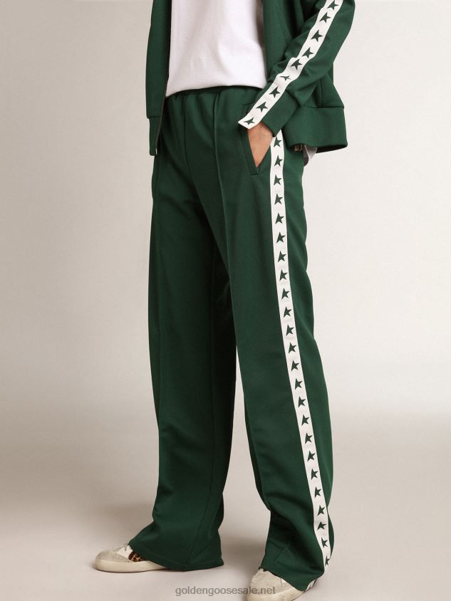 Bright-green Dorotea Star Collection jogging pants with contrasting strip and stars FN20N1063 Women Golden Goose