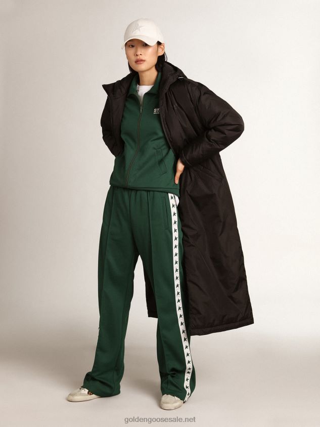Bright-green Dorotea Star Collection jogging pants with contrasting strip and stars FN20N1063 Women Golden Goose