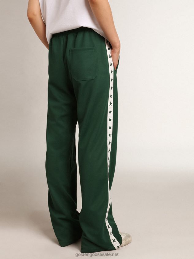 Bright-green Dorotea Star Collection jogging pants with contrasting strip and stars FN20N1063 Women Golden Goose