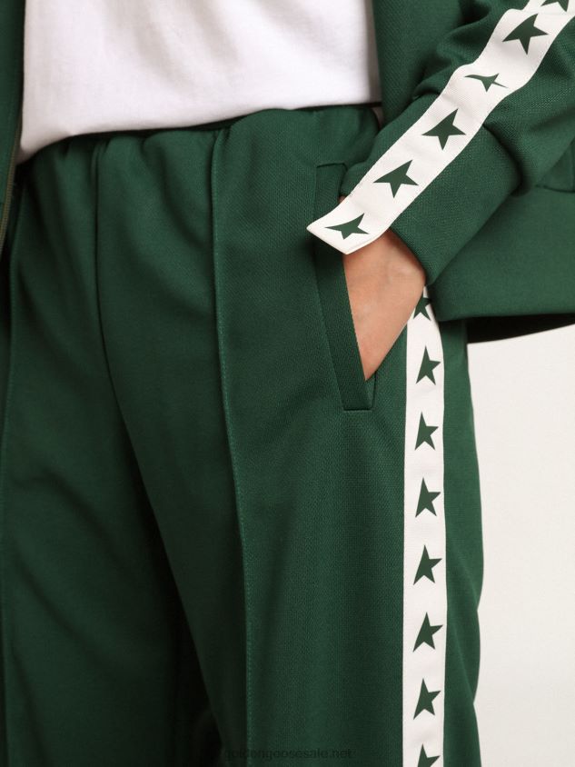 Bright-green Dorotea Star Collection jogging pants with contrasting strip and stars FN20N1063 Women Golden Goose
