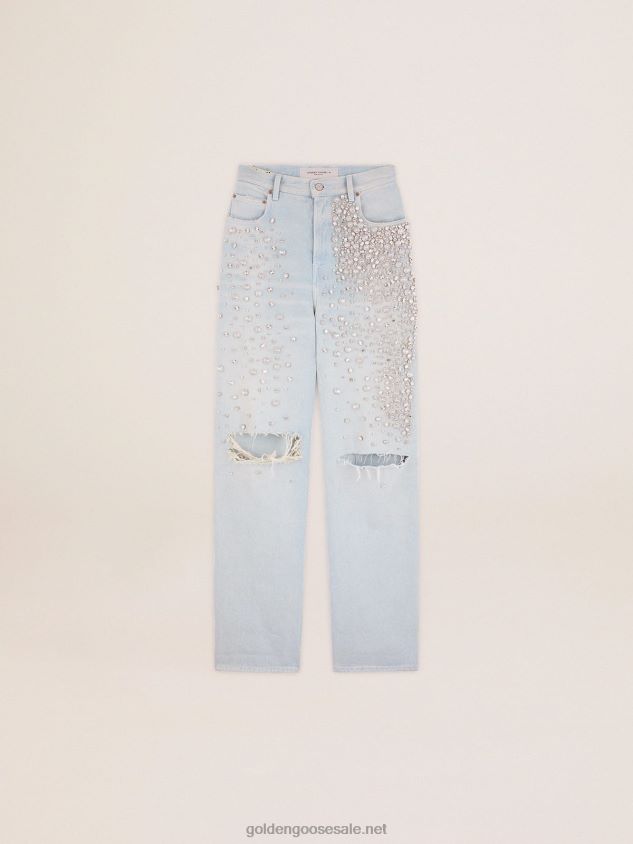 Collection bleached Kim jeans with cabochon crystals FN20N927 Women Golden Goose