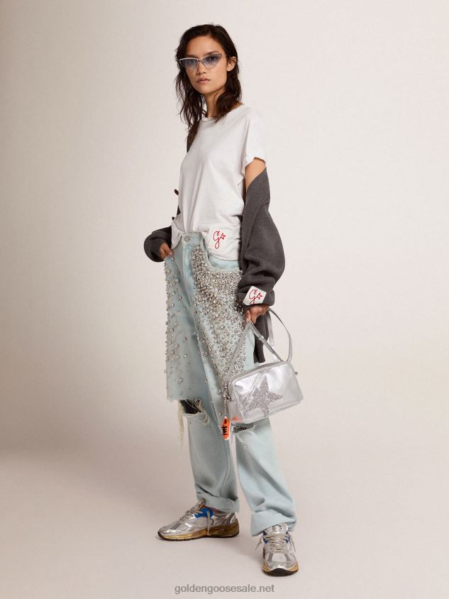 Collection bleached Kim jeans with cabochon crystals FN20N927 Women Golden Goose
