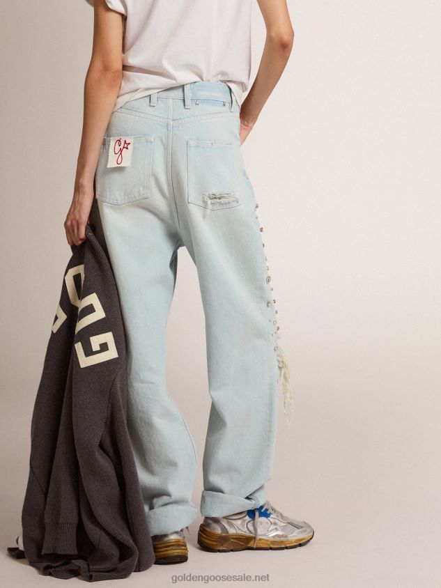 Collection bleached Kim jeans with cabochon crystals FN20N927 Women Golden Goose