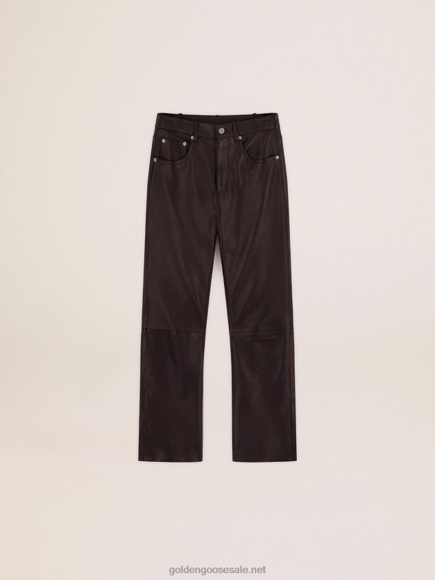 Collection flared cropped pants in soft black nappa leather FN20N1038 Women Golden Goose