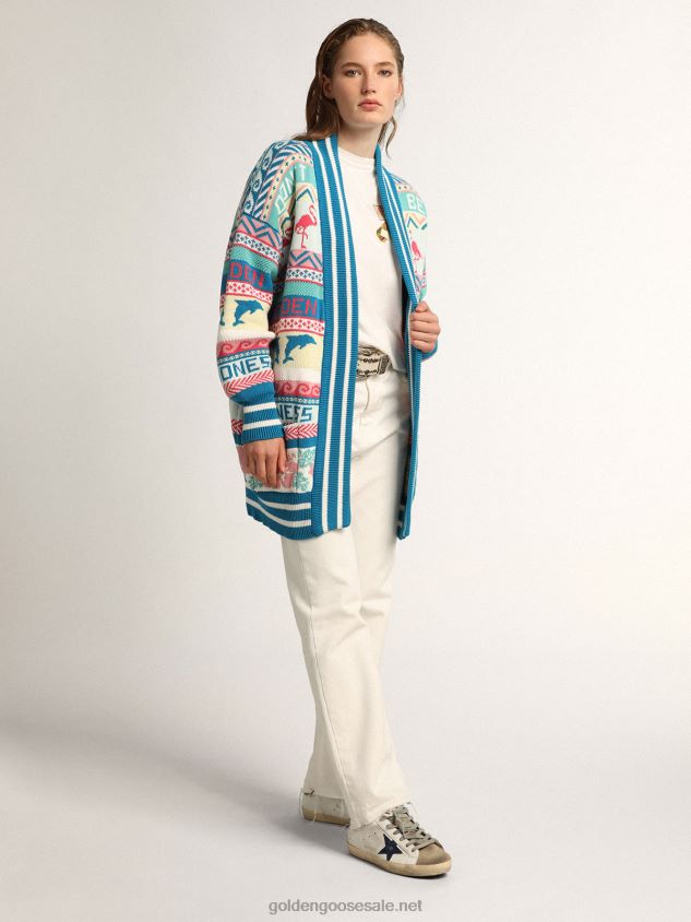 Cropped Journey Collection pants in white bull denim with worn-out effect hem FN20N1013 Women Golden Goose