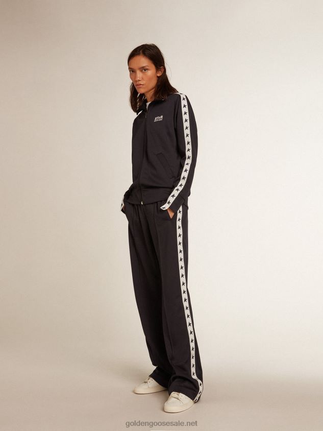 Dark blue joggers with white strip and contrasting stars FN20N922 Women Golden Goose
