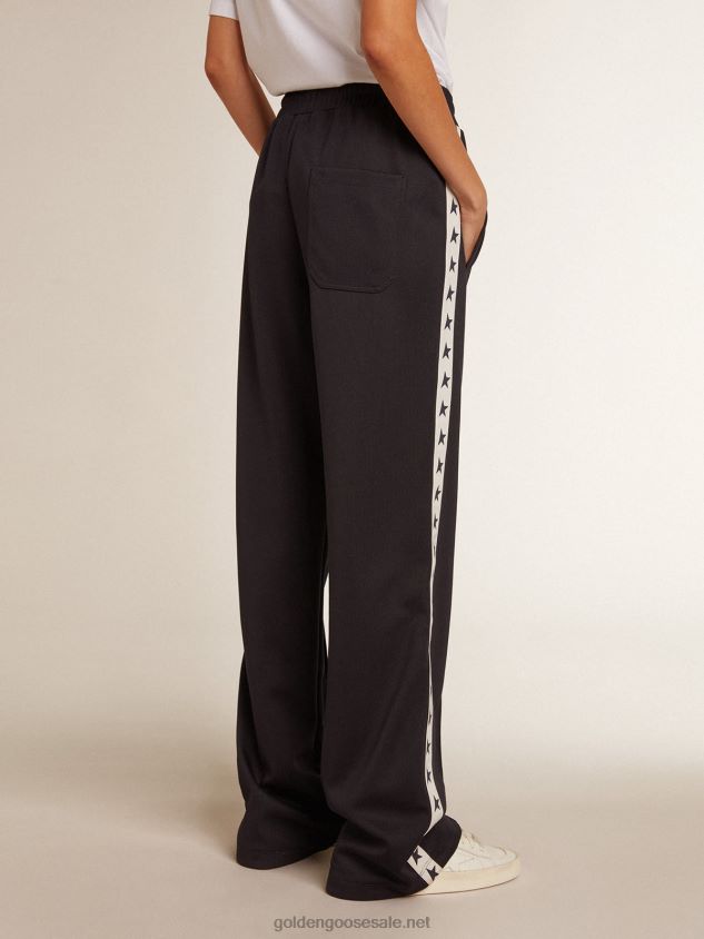 Dark blue joggers with white strip and contrasting stars FN20N922 Women Golden Goose