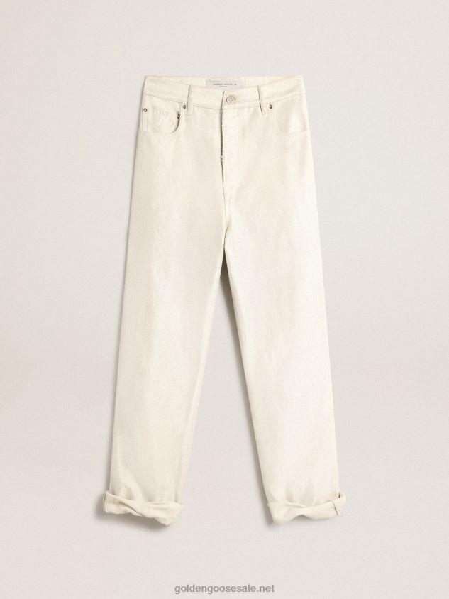Golden white denim pants FN20N974 Women