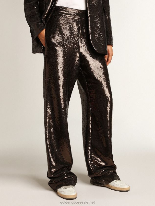 Gray pants with all-over sequins FN20N941 Women Golden Goose