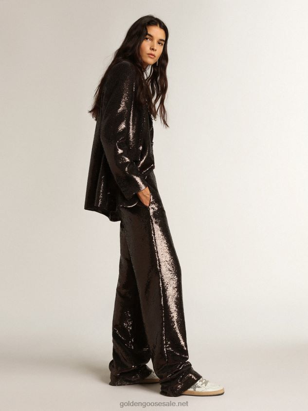 Gray pants with all-over sequins FN20N941 Women Golden Goose
