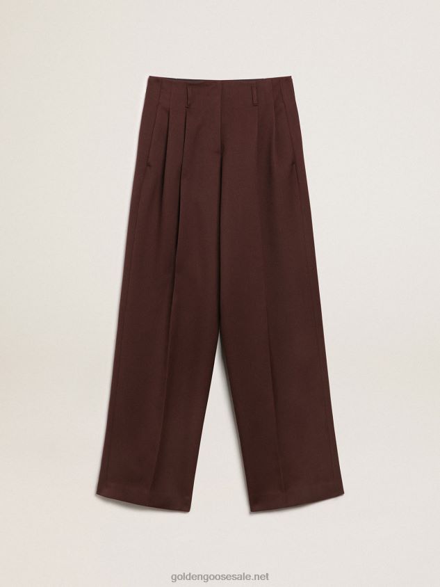 Journey Collection Flavia pants in chicory-coffee-colored wool gabardine FN20N996 Women Golden Goose