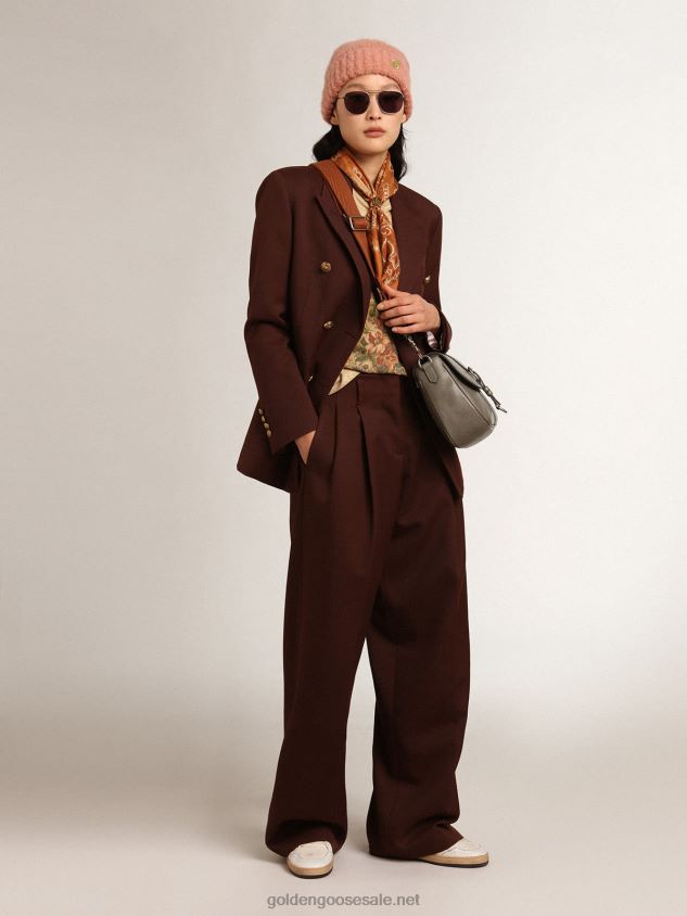 Journey Collection Flavia pants in chicory-coffee-colored wool gabardine FN20N996 Women Golden Goose