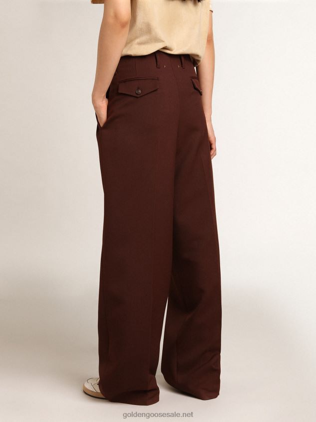 Journey Collection Flavia pants in chicory-coffee-colored wool gabardine FN20N996 Women Golden Goose