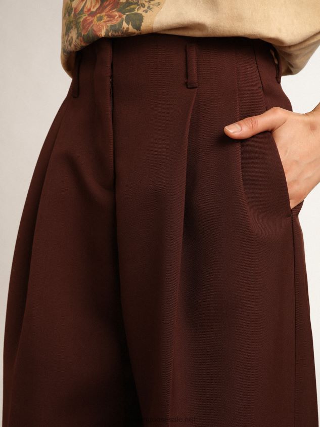 Journey Collection Flavia pants in chicory-coffee-colored wool gabardine FN20N996 Women Golden Goose