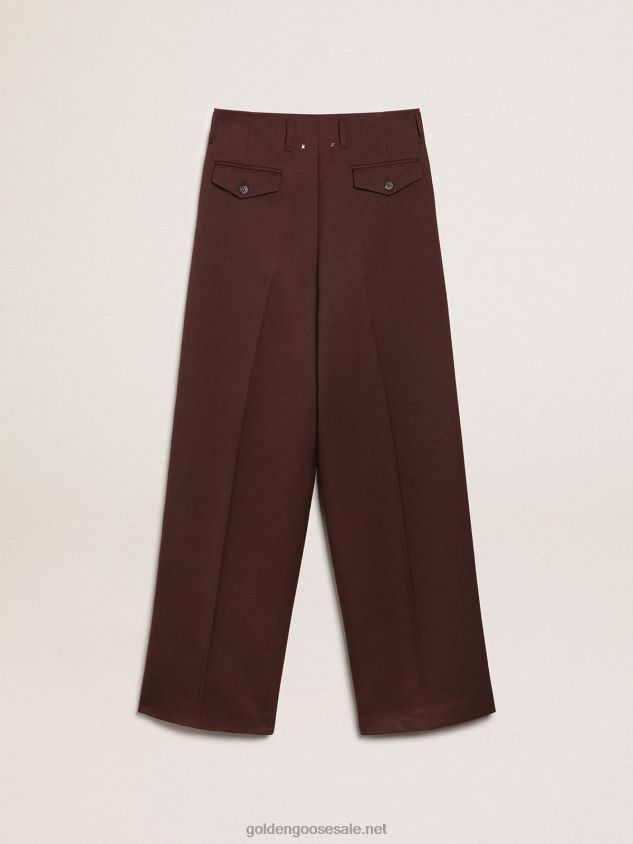 Journey Collection Flavia pants in chicory-coffee-colored wool gabardine FN20N996 Women Golden Goose