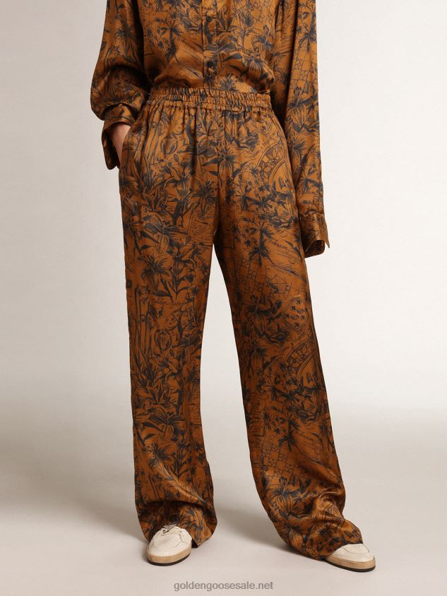 Journey Collection joggers in golden brown with notebook print FN20N992 Women Golden Goose