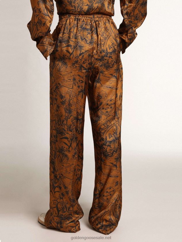 Journey Collection joggers in golden brown with notebook print FN20N992 Women Golden Goose