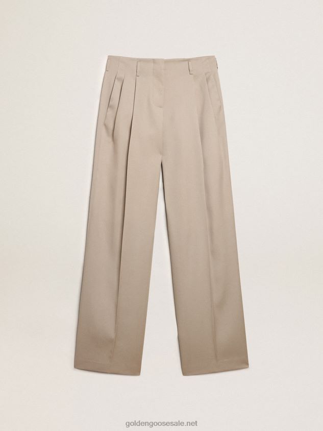 Pants in light beige wool gabardine FN20N944 Women Golden Goose