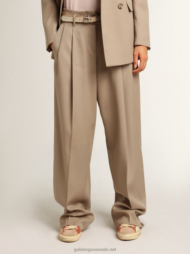 Pants in light beige wool gabardine FN20N944 Women Golden Goose