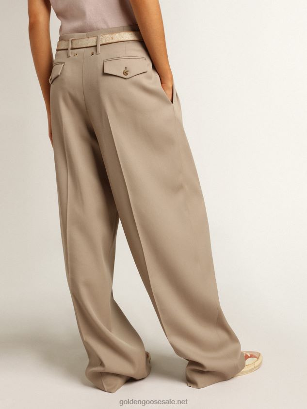 Pants in light beige wool gabardine FN20N944 Women Golden Goose