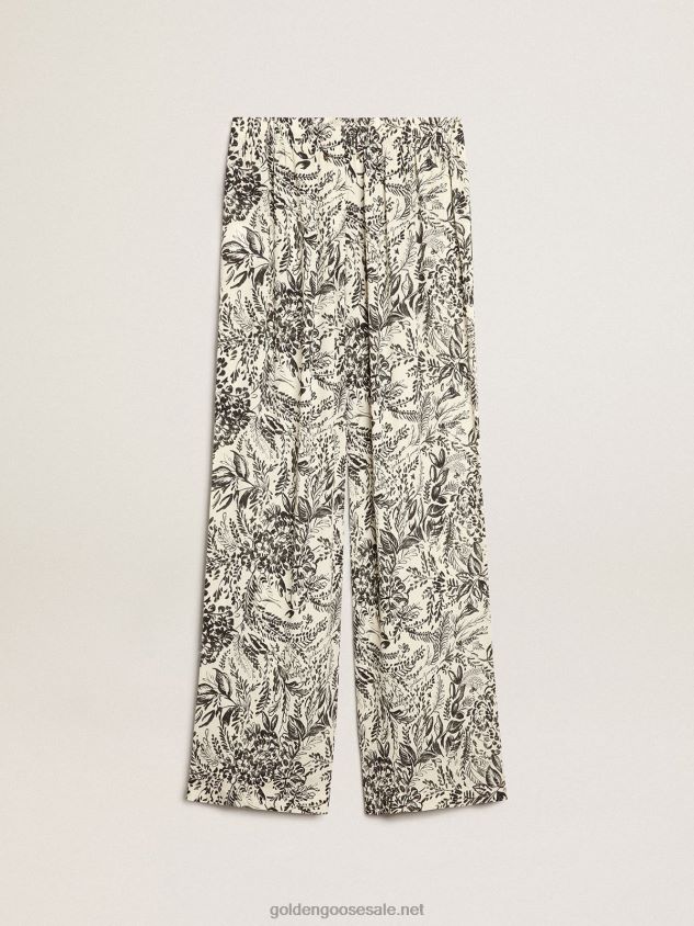 White joggers with black toile de jouy print FN20N1053 Women Golden Goose