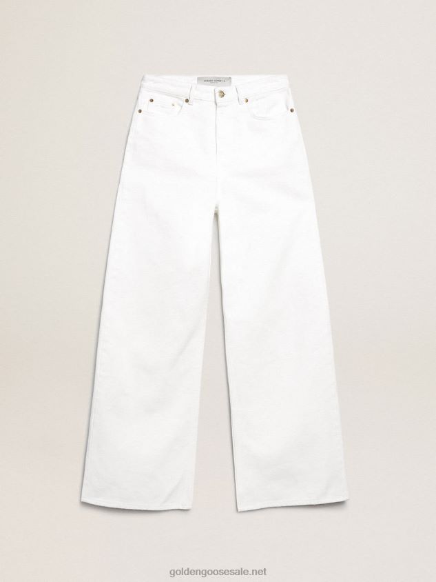 Wide-leg jeans in white bull denim FN20N1042 Women Golden Goose