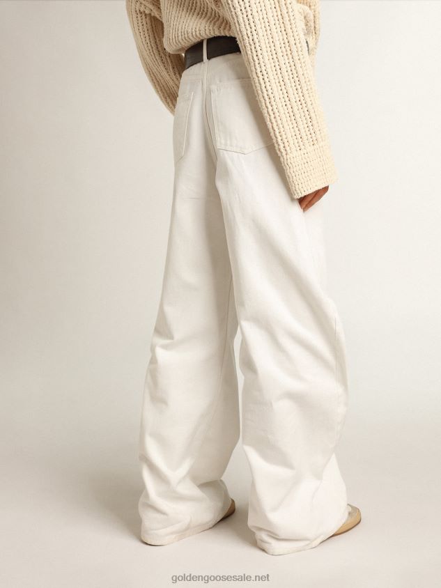 Wide-leg jeans in white bull denim FN20N1042 Women Golden Goose