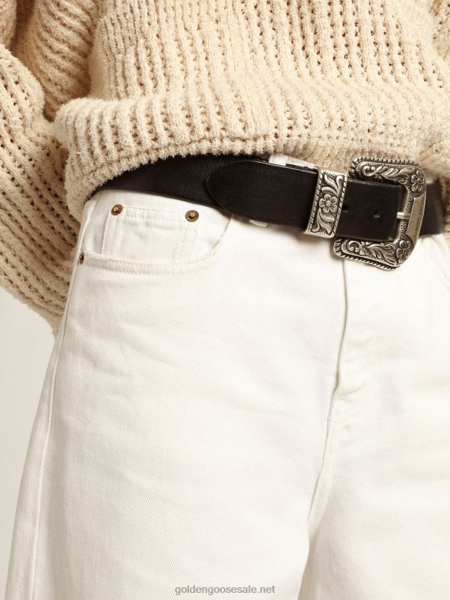 Wide-leg jeans in white bull denim FN20N1042 Women Golden Goose