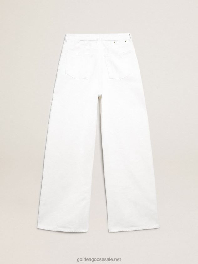 Wide-leg jeans in white bull denim FN20N1042 Women Golden Goose