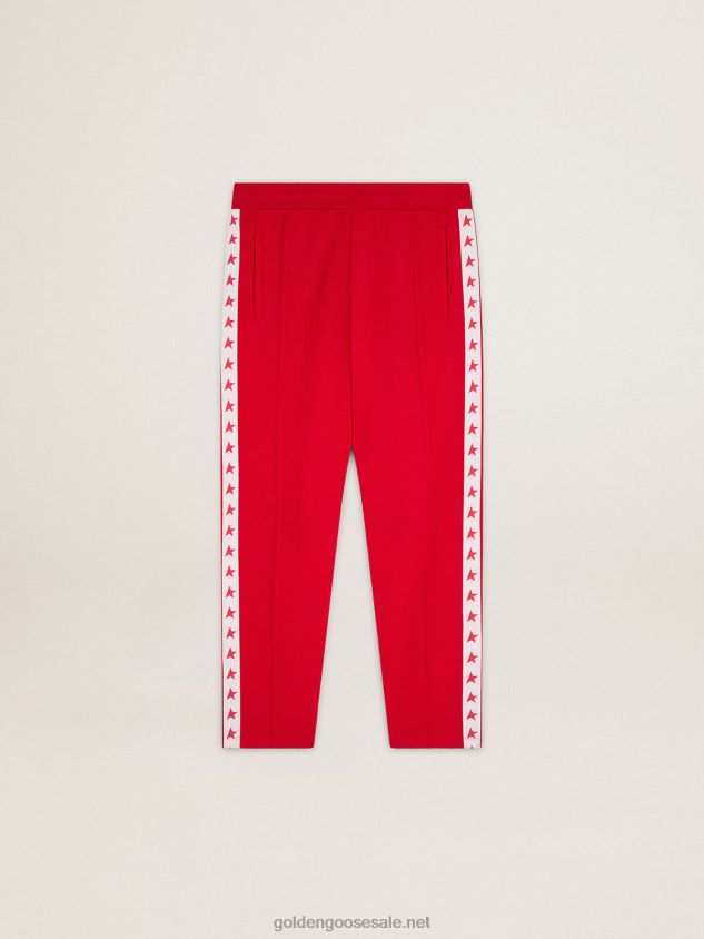 red joggers with red stars on the sides FN20N960 Women Golden Goose