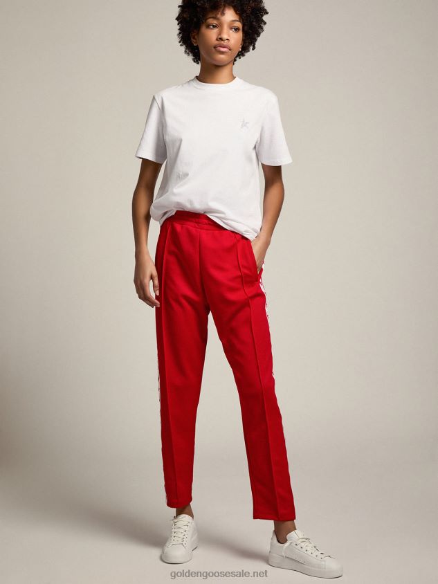 red joggers with red stars on the sides FN20N960 Women Golden Goose