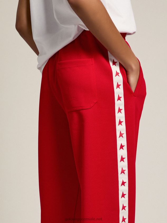 red joggers with red stars on the sides FN20N960 Women Golden Goose