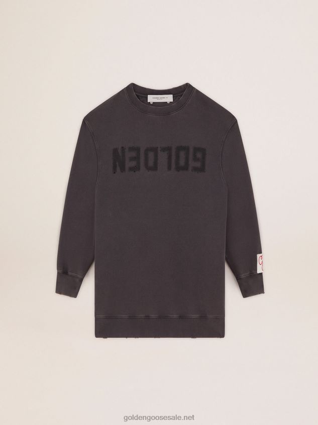 Anthracite gray sweatshirt dress with logo FN20N964 Women Golden Goose