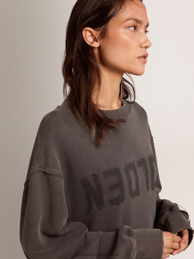 Anthracite gray sweatshirt dress with logo FN20N964 Women Golden Goose