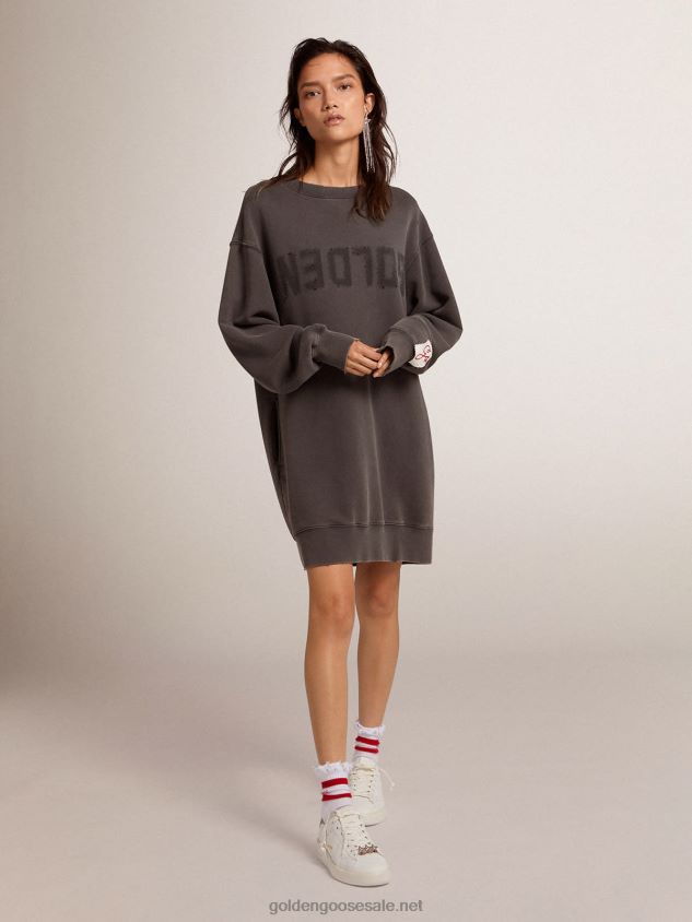 Anthracite gray sweatshirt dress with logo FN20N964 Women Golden Goose