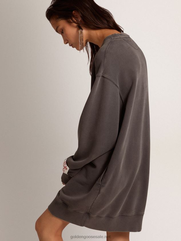 Anthracite gray sweatshirt dress with logo FN20N964 Women Golden Goose