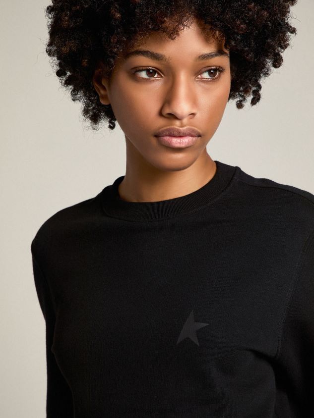 Black Athena Star Collection sweatshirt with tone-on-tone star on the front FN20N1030 Women Golden Goose