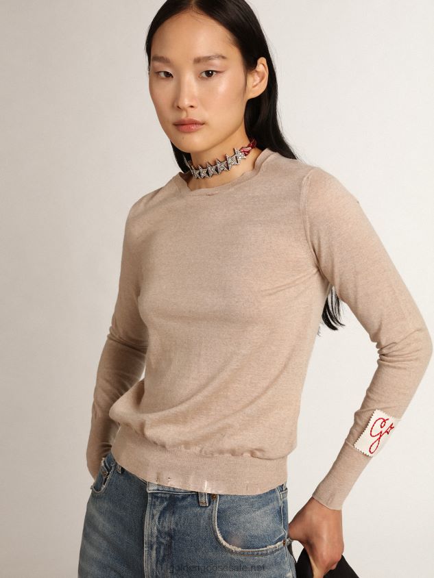 Collection pullover in light brown merino wool FN20N1003 Women Golden Goose