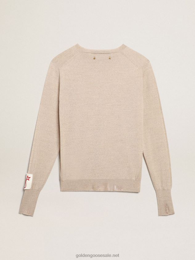 Collection pullover in light brown merino wool FN20N1003 Women Golden Goose