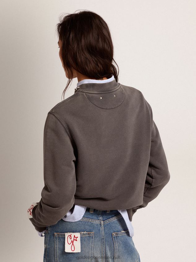 Collection sweatshirt in anthracite gray with cabochon crystals FN20N956 Women Golden Goose