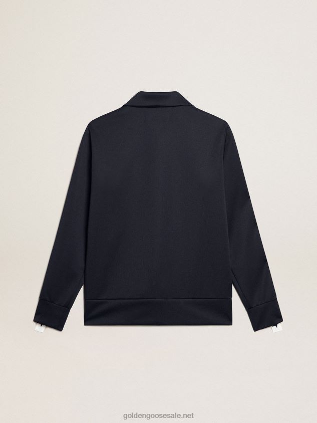 Dark blue zipped sweatshirt with white strip and contrasting stars FN20N917 Women Golden Goose