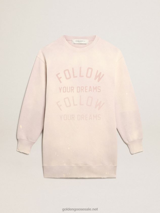 Distressed-finish pale pink sweatshirt dress FN20N968 Women Golden Goose