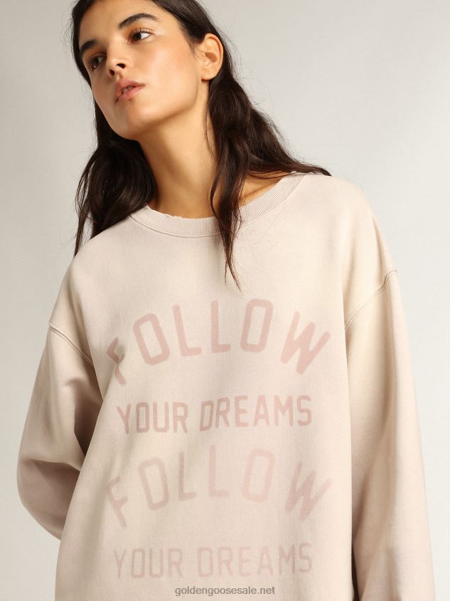 Distressed-finish pale pink sweatshirt dress FN20N968 Women Golden Goose