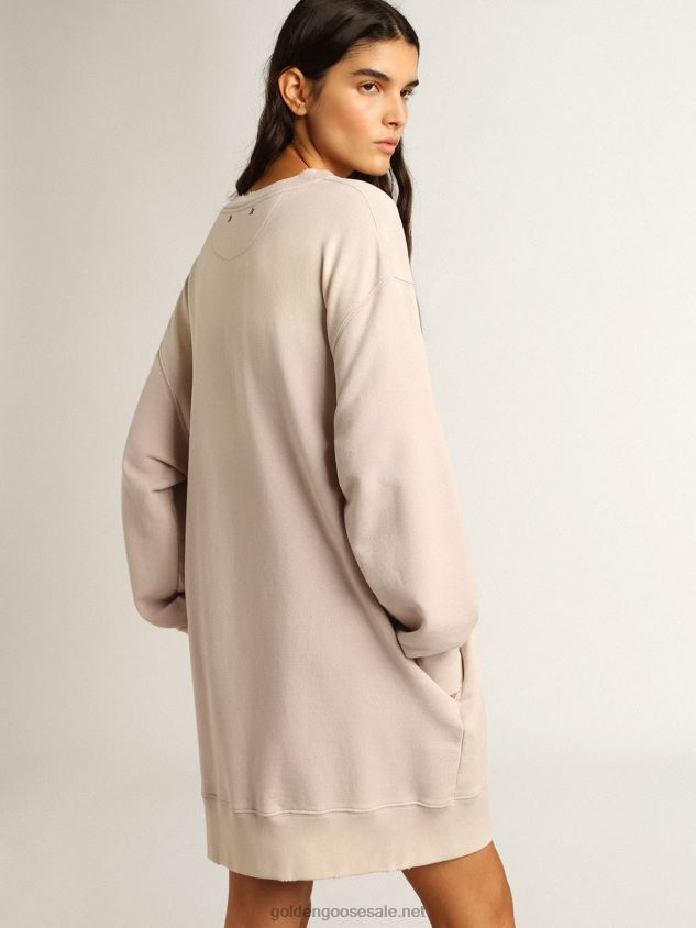Distressed-finish pale pink sweatshirt dress FN20N968 Women Golden Goose