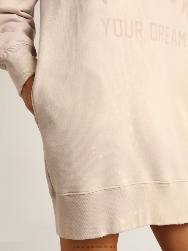 Distressed-finish pale pink sweatshirt dress FN20N968 Women Golden Goose