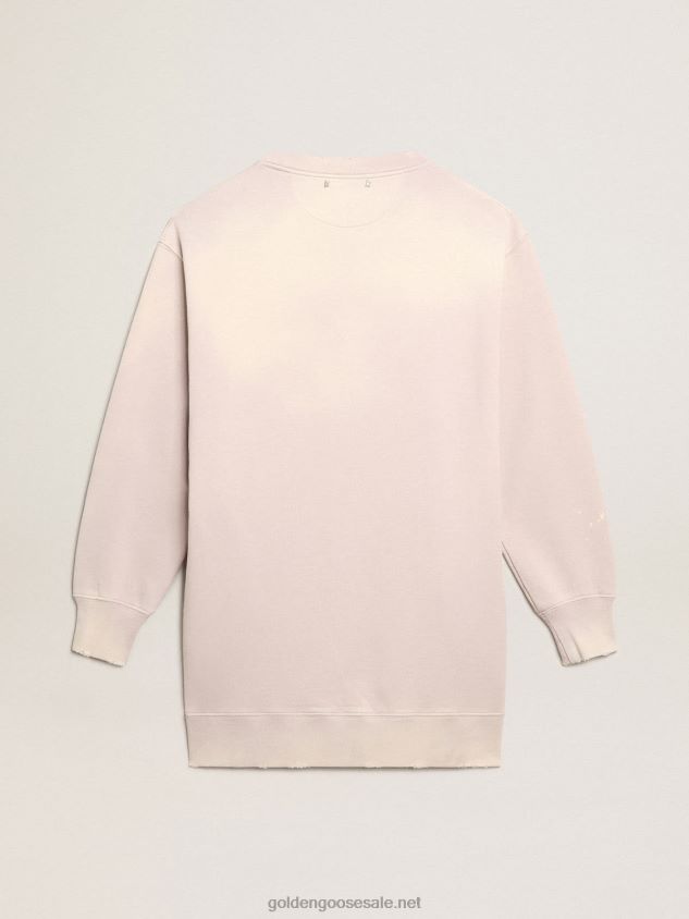 Distressed-finish pale pink sweatshirt dress FN20N968 Women Golden Goose