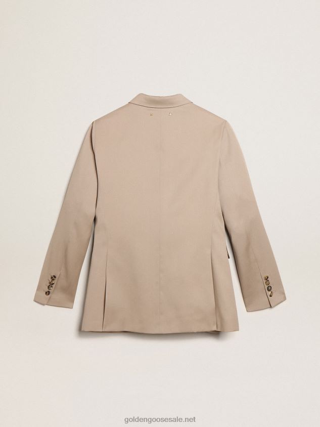 Double-breasted blazer in light beige wool gabardine FN20N915 Women Golden Goose