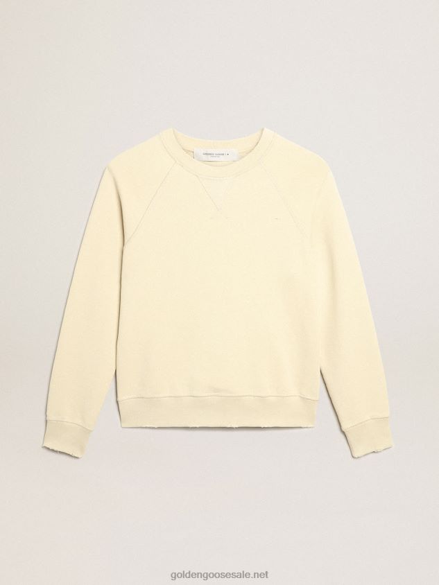 Marzipan-colored sweatshirt with lettering on the back FN20N923 Women Golden Goose