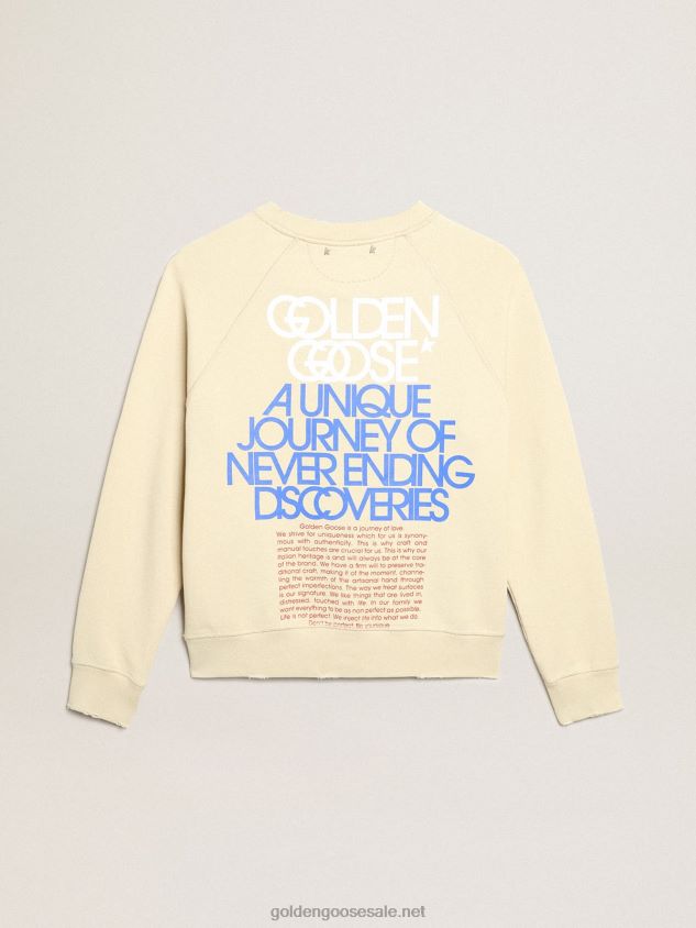 Marzipan-colored sweatshirt with lettering on the back FN20N923 Women Golden Goose