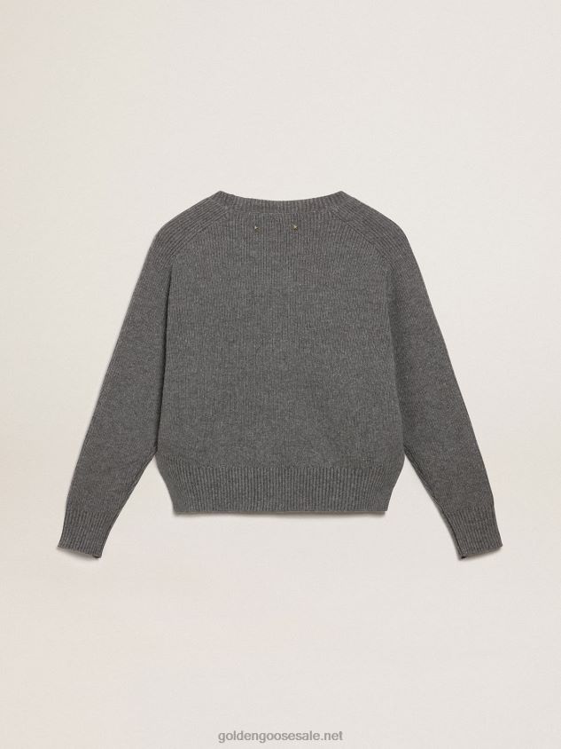 Melange-gray Journey Collection round-neck pullover with glitter lettering FN20N999 Women Golden Goose